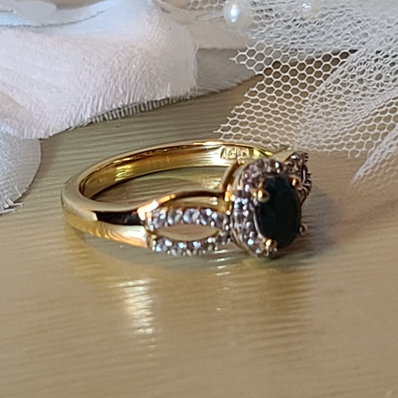 NWT Teal Grandidierite & Zircon Gold Ring Size 9 - Picture 7 of 14